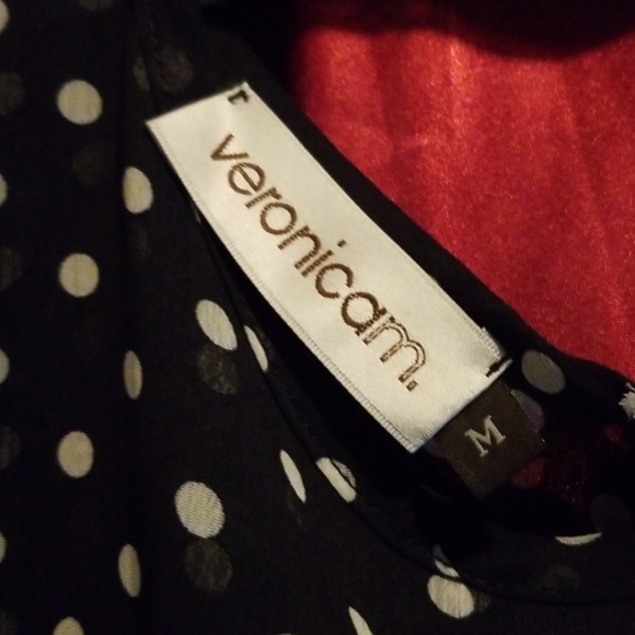 Versatile, easy breezy blk & white polka dot dress - Picture 2 of 7